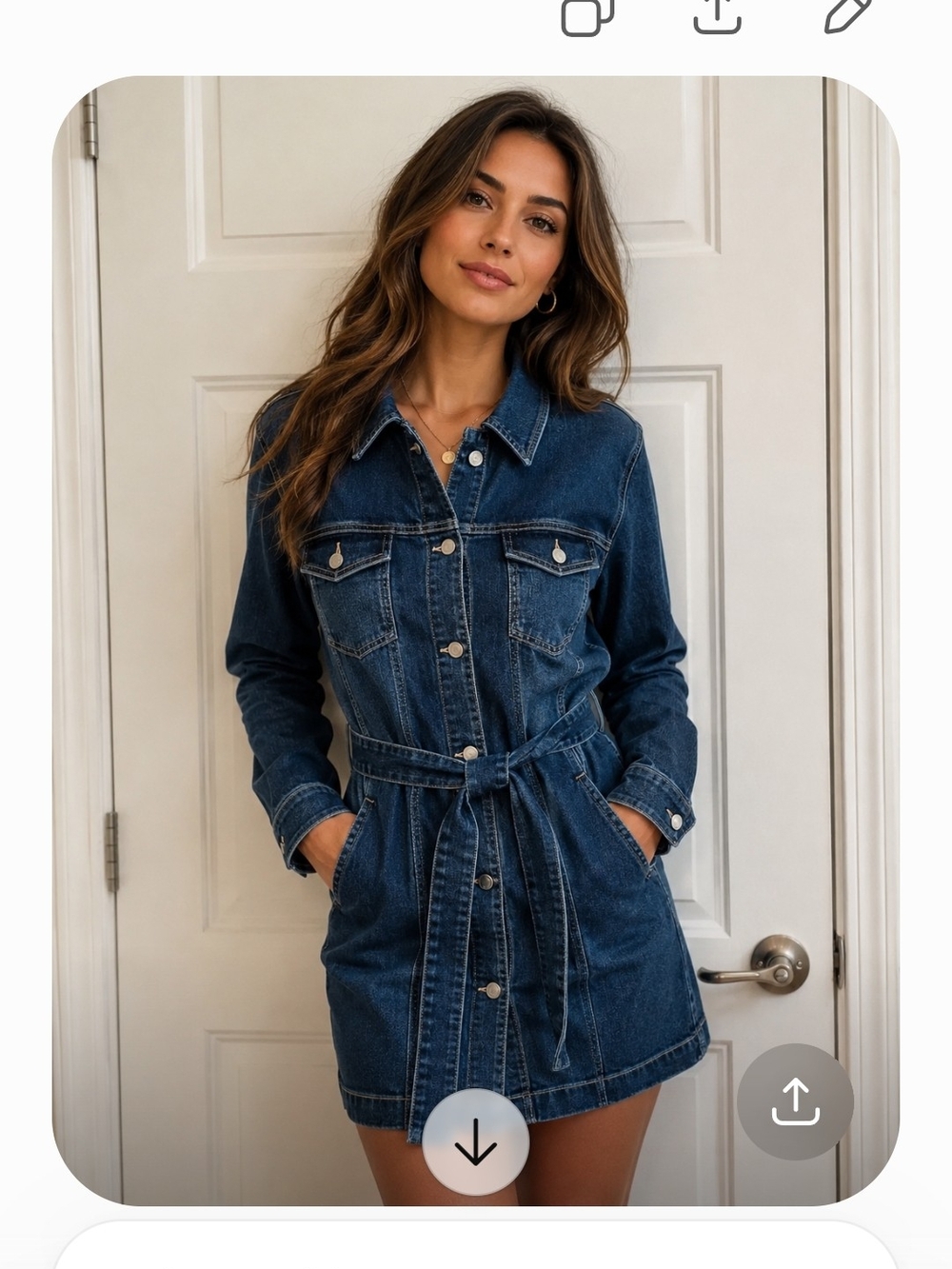 NEW 3X Susan Graver Dark Blue Denim Longer Jacket with Tie Waist